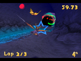 Spyro: Year of the Dragon (PlayStation) screenshot: And also the speedways has another challenge: race against the critters like the butterflies