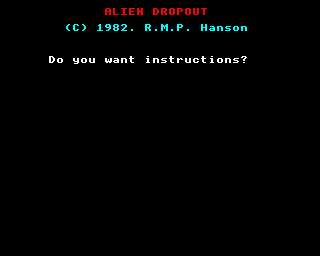 Alien Dropout (Electron) screenshot: Title screen