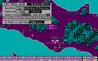 Railroad Empire (DOS) screenshot: Lay Rail Mode - Map II Europe (CGA)