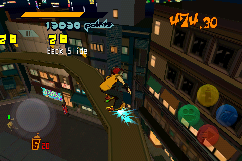 Jet Grind Radio (Android) screenshot: A long spiral pipe to grind on.