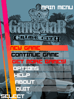 Gangstar: Crime City (J2ME) screenshot: Main menu