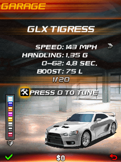 Fast & Furious 6 (J2ME) screenshot: Car selection