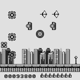 Earth Defender (Supervision) screenshot: Second stage takes place in a city.