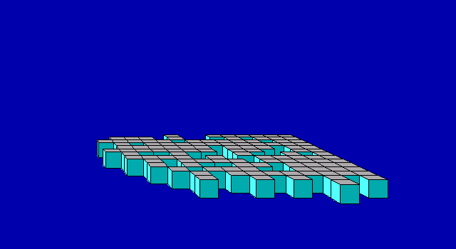 Towers (DOS) screenshot: 3D-view of the first level, not so impressive yet.