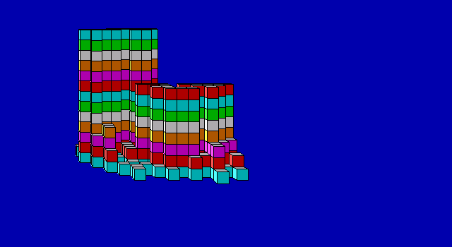 Towers (DOS) screenshot: The resulting 3D-tower (this can be viewed from different angles)