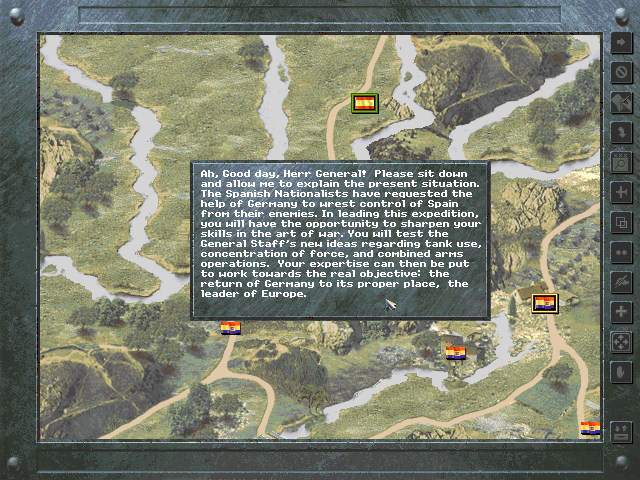Panzer General II (Windows) screenshot: Campaign missions have voice-over introductions