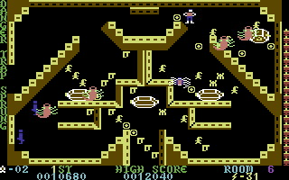 Lost Tomb (Commodore 64) screenshot: Stepped on a trap... the timer vanishes!