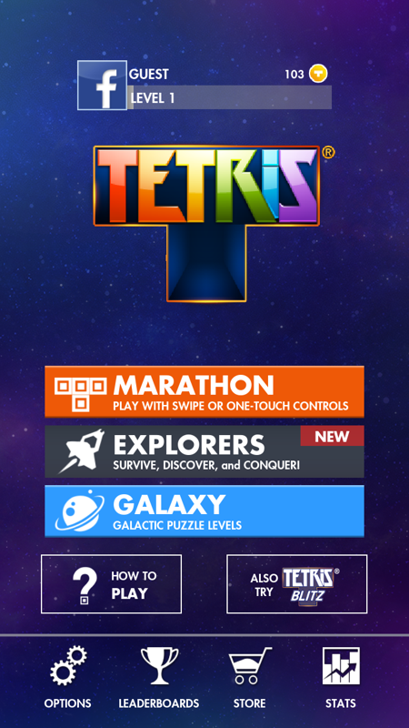 Tetris (Android) screenshot: Game selection mode