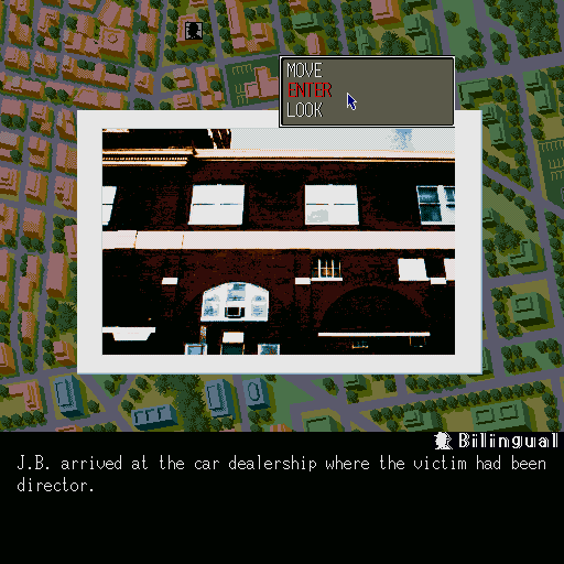 Murder Club (Sharp X68000) screenshot: This is how locations are displayed