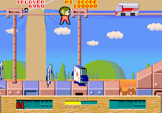 Alex Kidd: The Lost Stars (Arcade) screenshot: Hanging Around.