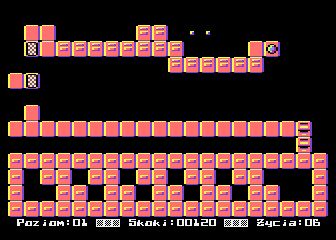 Jumping Jack (Atari 8-bit) screenshot: One stripe tiles ahead