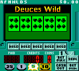 Vegas Games (Game Boy Color) screenshot: Trying Deuces Wild. Yes, no more $.