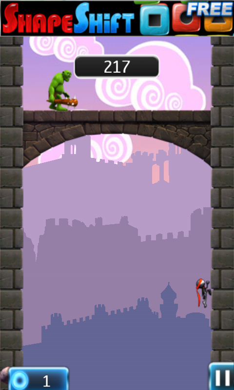NinJump Deluxe (Android) screenshot: An ogre on a bridge