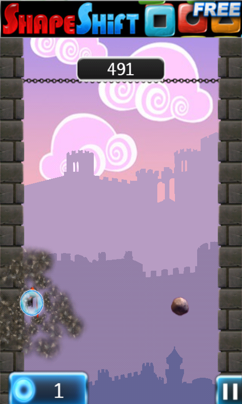 NinJump Deluxe (Android) screenshot: A shield allows our ninja to rush through an obstacle.
