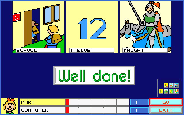 You and Me: Angielski dla dzieci - część 1 (DOS) screenshot: Well done