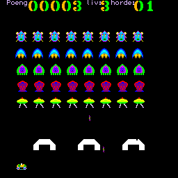 Tiki Invaders (Tiki 100) screenshot: Starting out