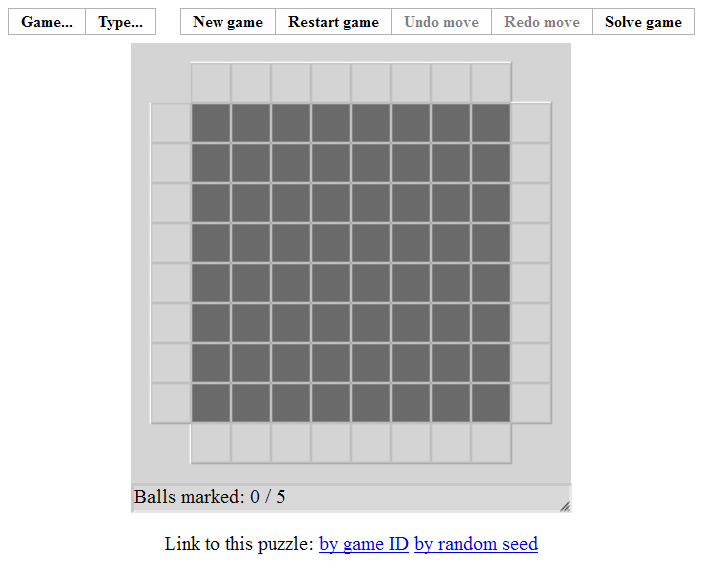 Black Box (Browser) screenshot: Beginning of a puzzle