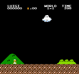 All Night Nippon Super Mario Bros. (NES) screenshot: Luigi is a better jumper than Mario