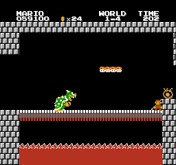 All Night Nippon Super Mario Bros. (NES) screenshot: Bowser's still around