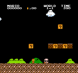 All Night Nippon Super Mario Bros. (NES) screenshot: The Goomba sprite has been changed