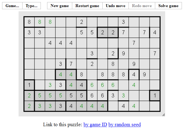 Filling (Browser) screenshot: The puzzle in progress