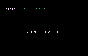 Defender (Atari 8-bit) screenshot: Game over screen