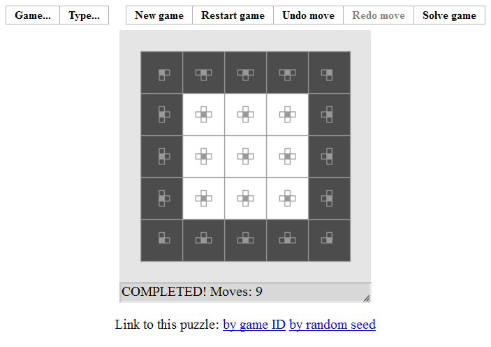 Flip (Browser) screenshot: Puzzle completed