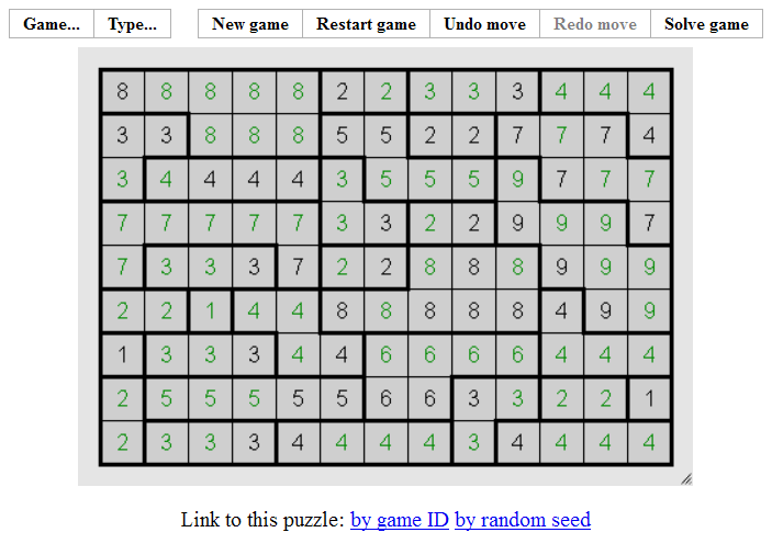 Filling (Browser) screenshot: Puzzle completed