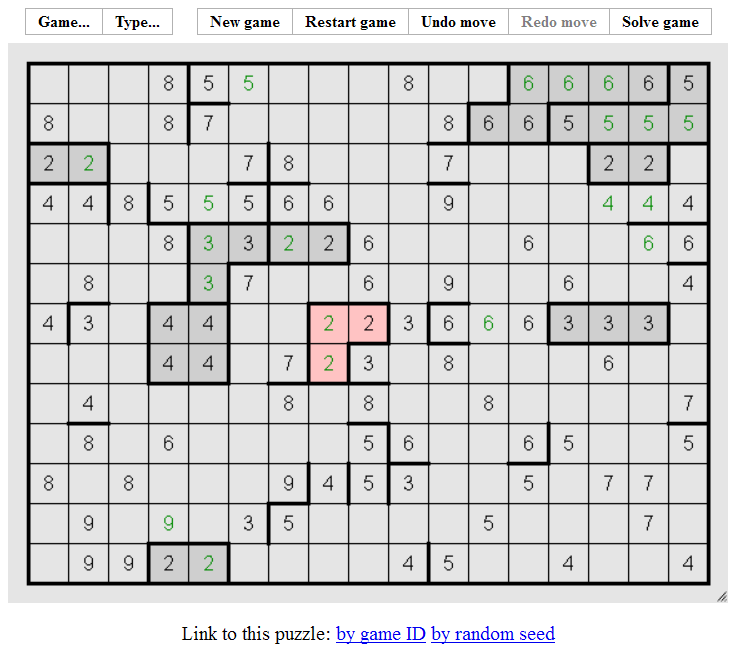 Filling (Browser) screenshot: A bigger puzzle (errors are indicated in red)