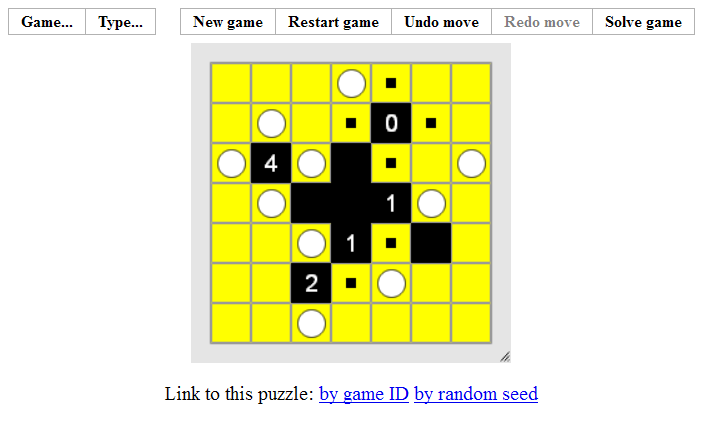 Light Up (Browser) screenshot: Puzzle completed