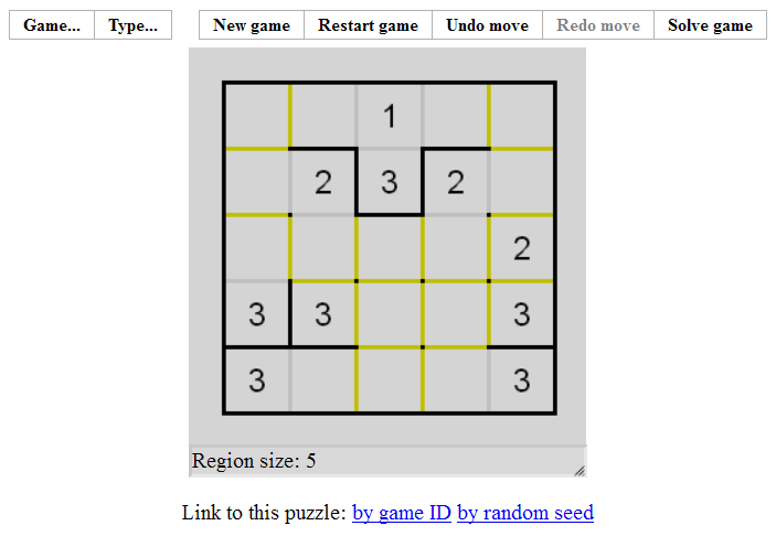 Palisade (Browser) screenshot: The puzzle in progress