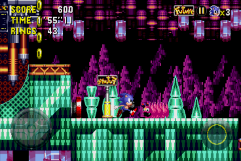 Sonic CD (Android) screenshot: A time post