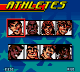 Carl Lewis Athletics 2000 (Game Boy Color) screenshot: Character selection
