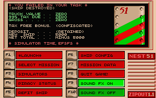Cosmic Pirate (Atari ST) screenshot: I failed