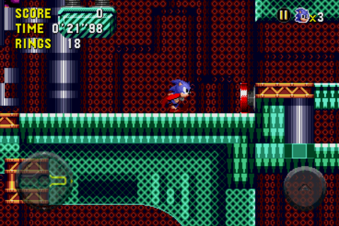 Sonic CD (Android) screenshot: Titanic forces are about to collide...