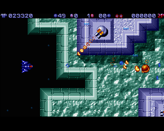 Tubular Worlds (Amiga) screenshot: World 3 - Stage 1. Looks like "Uridium 2" to me.