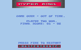 Hyperbowl (Atari ST) screenshot: Out of time