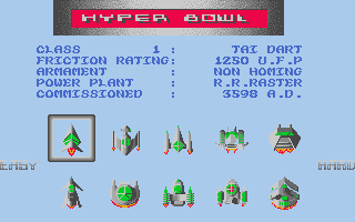 Hyperbowl (Atari ST) screenshot: Vehicle selection