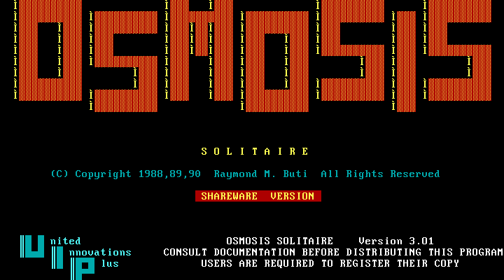 Osmosis Solitaire (DOS) screenshot: Alternating splash screen #2