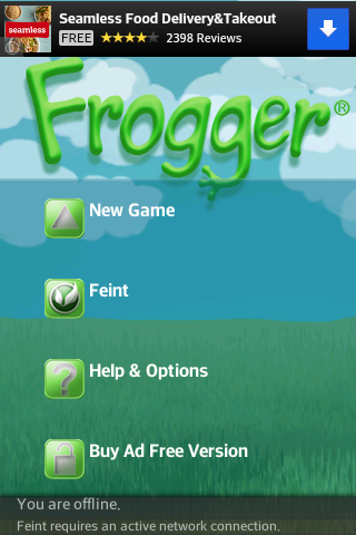 Frogger (Android) screenshot: Title screen