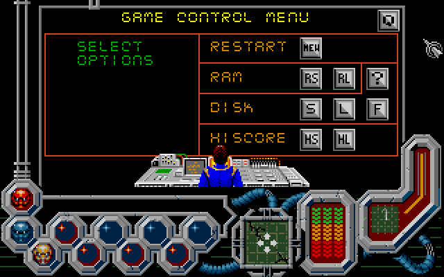 Wreckers (Amiga) screenshot: Options menu