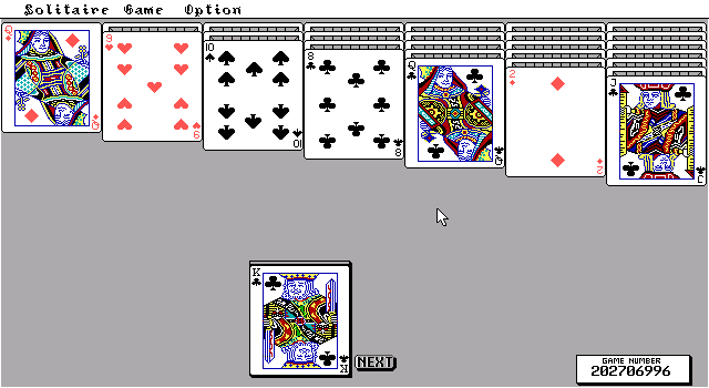 TEGL Klondike Solitaire (DOS) screenshot: EGA layout