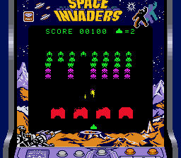 Space Invaders (Game Boy) screenshot: The Space Invaders in color! (Super Game Boy)