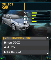 Need for Speed: Undercover (J2ME) screenshot: Select a car.