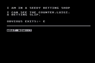 The Pay Off (Atari 8-bit) screenshot: At Luigi's
