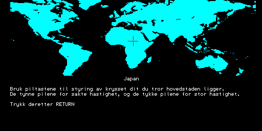 Verdensgeografi (Tiki 100) screenshot: First question: locate Japan on the map