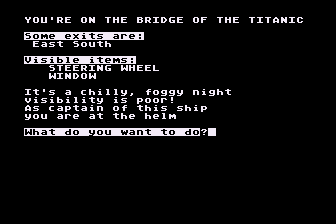 Dateline Titanic (Atari 8-bit) screenshot: Starting off as Captain