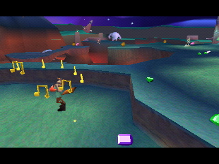 Spyro 2: Ripto's Rage! (PlayStation) screenshot: The Satyr is playing his bagpipe after you release him from the stone.