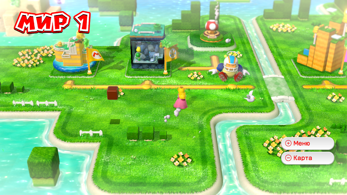 Super Mario 3D World (Wii U) screenshot: Princess Peach in World 1
