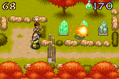 Avatar: The Last Airbender - The Burning Earth (Game Boy Advance) screenshot: Zuko's charge attack is useful for activating multiple crystals at once
